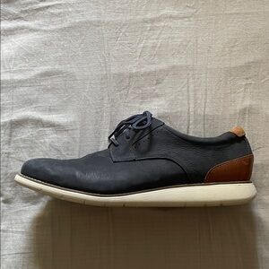 Rockport Navy Leather Derby with Brown Heel Accent